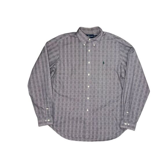 Polo Ralph Lauren Men’s Large 16 1/2 Classic Fit Button Down Shirt Purple Plaid - Picture 6 of 6